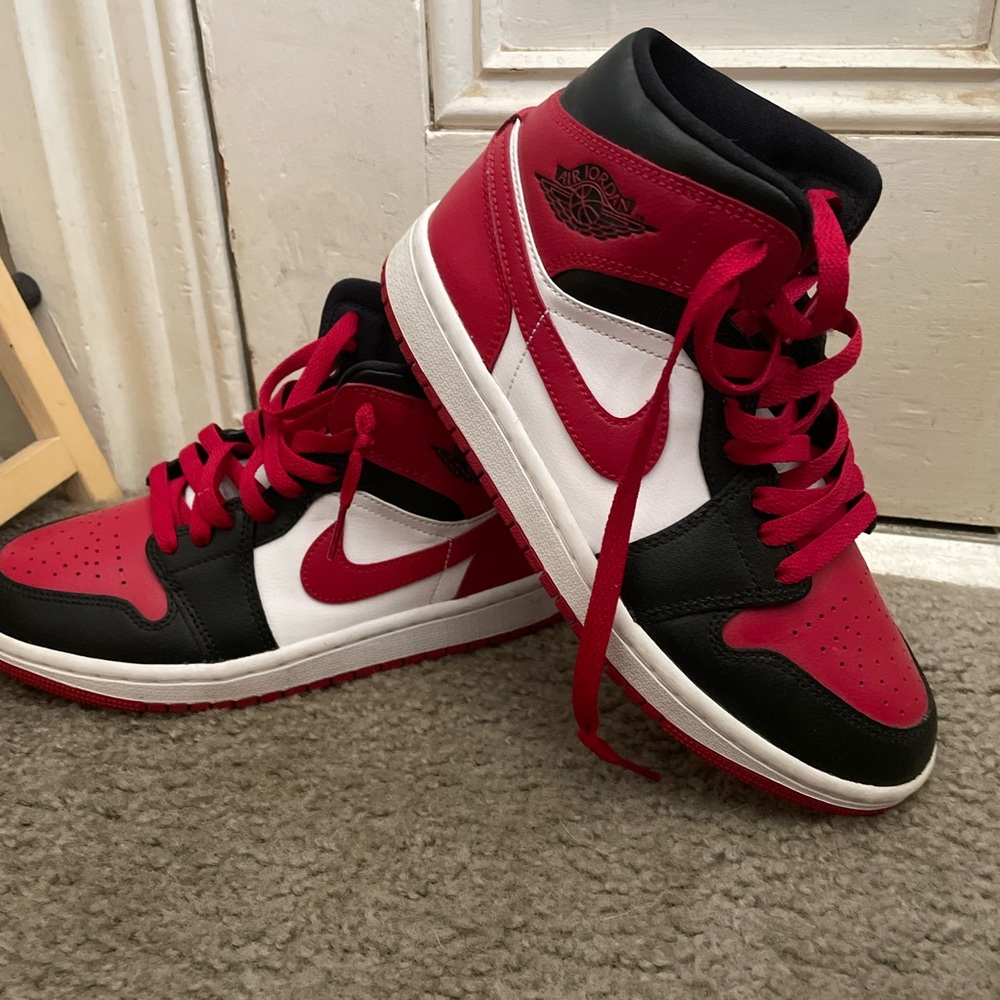 Red and Black High-Top Sneakers